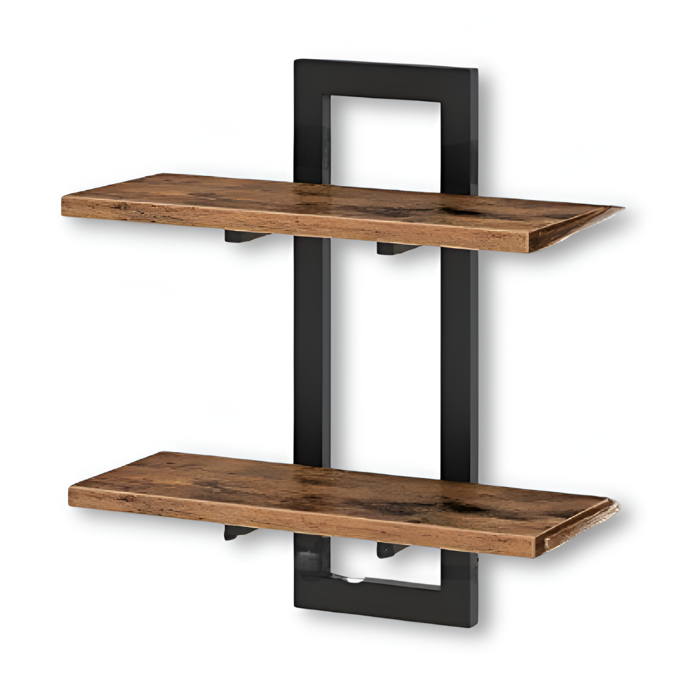 WallTwin – Minimalistisk Två-Nivå Vägghylla i Trä