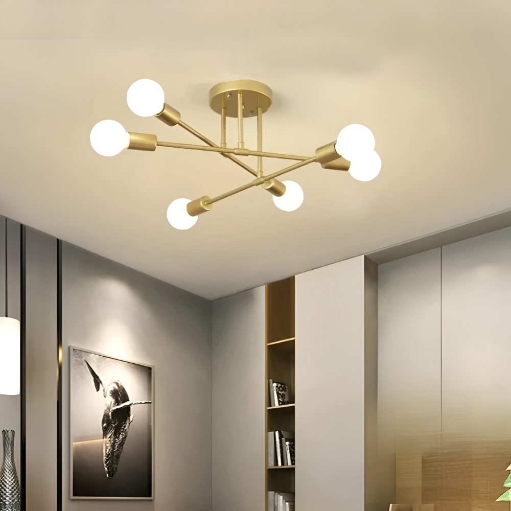 Aurevía – Modern Guld Taklampa med LED och Elegant Kronstruktur