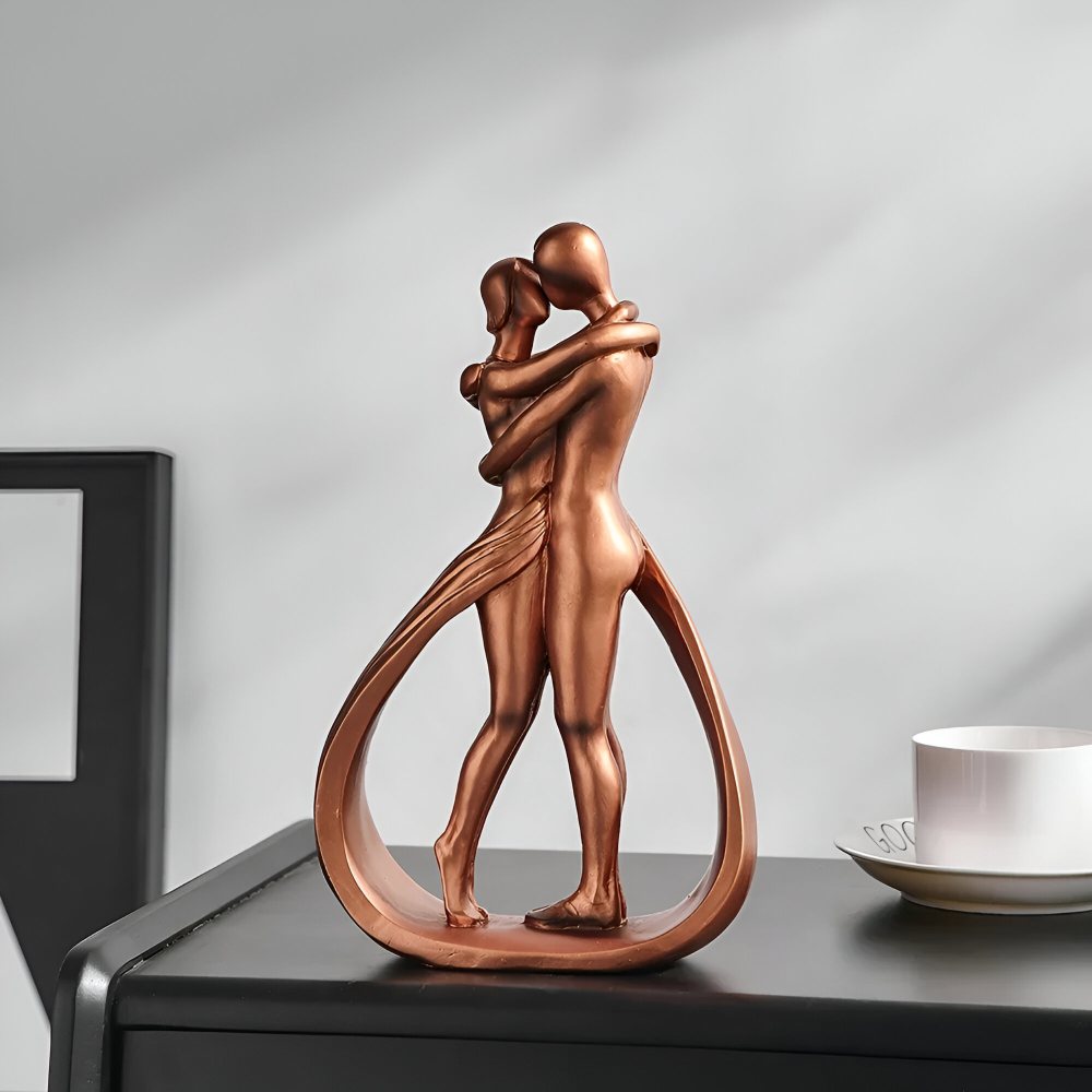 BronzEmbrace – Modern Kyssande & Kramande Kärleksfigur i Konstharts