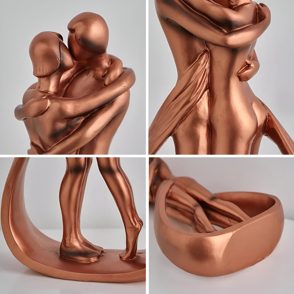 BronzEmbrace – Modern Kyssande & Kramande Kärleksfigur i Konstharts