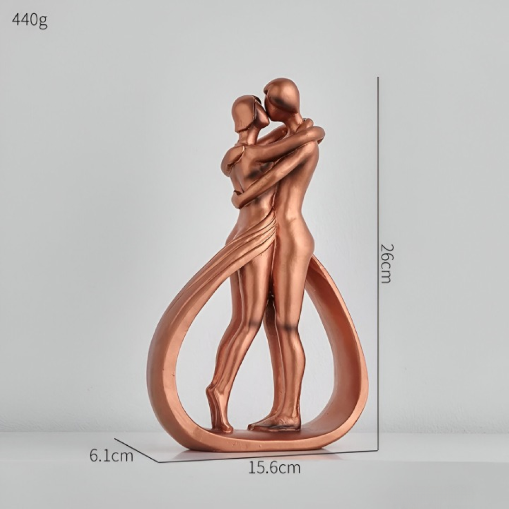BronzEmbrace – Modern Kyssande & Kramande Kärleksfigur i Konstharts