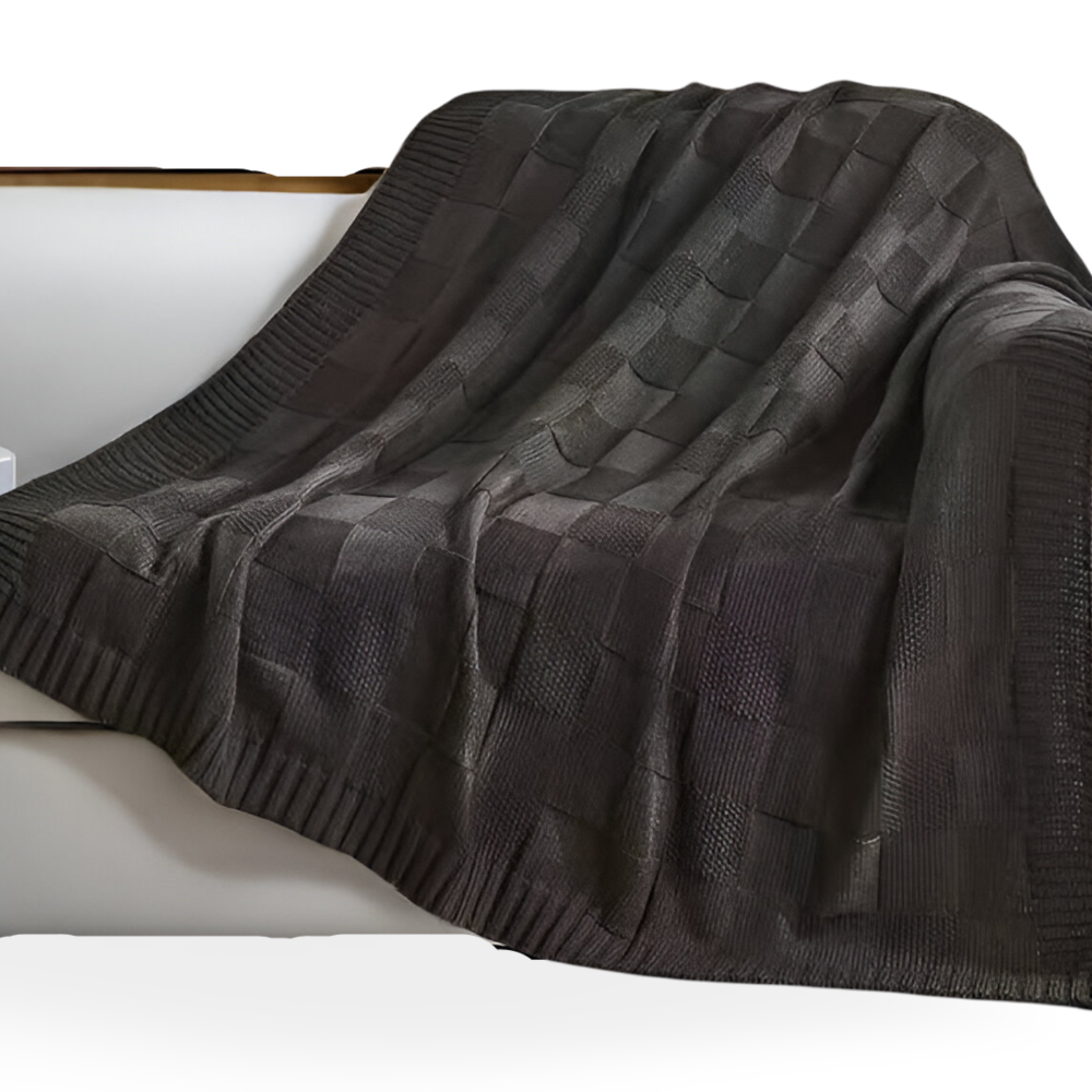 MonoWeave – Stickad Svart/Vit Akrylfilt med Rutstruktur