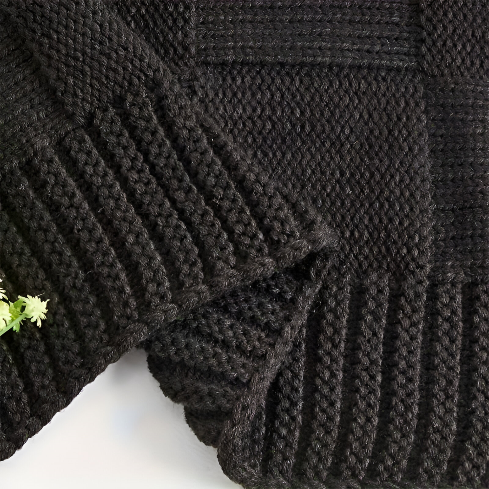 MonoWeave – Stickad Svart/Vit Akrylfilt med Rutstruktur