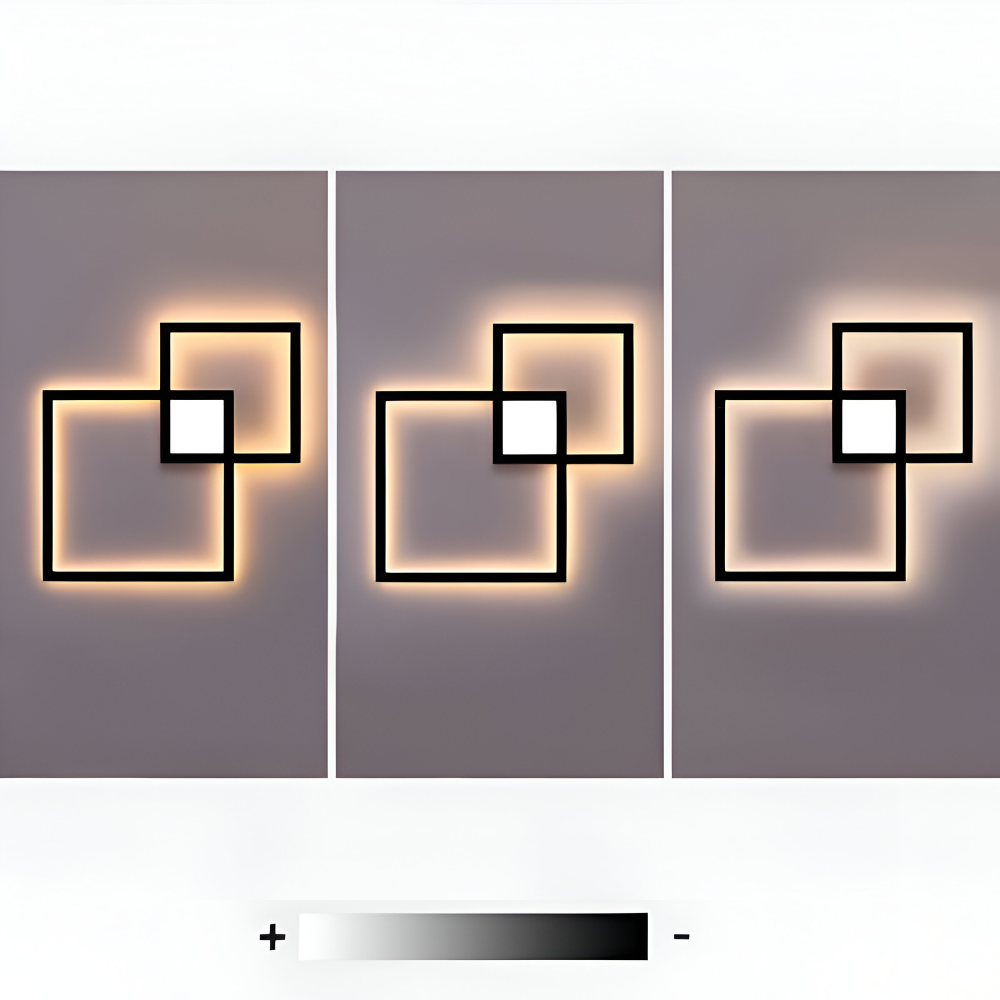 LumoSquare – Fyrkantig Vägglampa i Metall med Dimbart LED-ljus och Fjärrkontroll