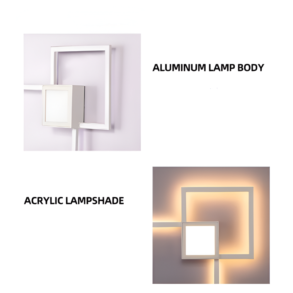 LumoSquare – Fyrkantig Vägglampa i Metall med Dimbart LED-ljus och Fjärrkontroll