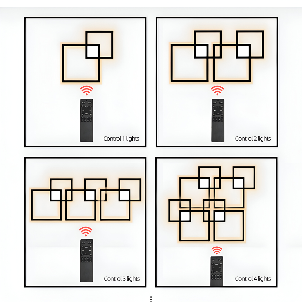LumoSquare – Fyrkantig Vägglampa i Metall med Dimbart LED-ljus och Fjärrkontroll