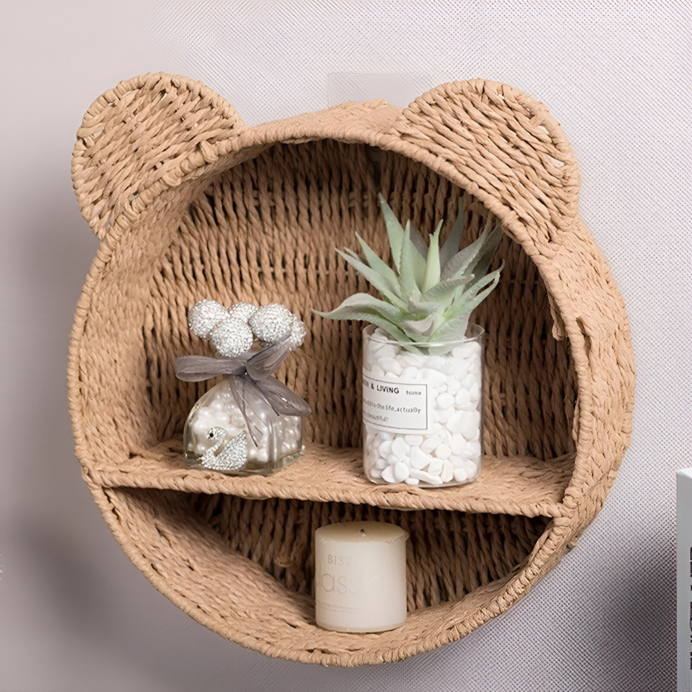 RattaZoo Shelf – Handgjord Djurformad Rattan Vägghylla