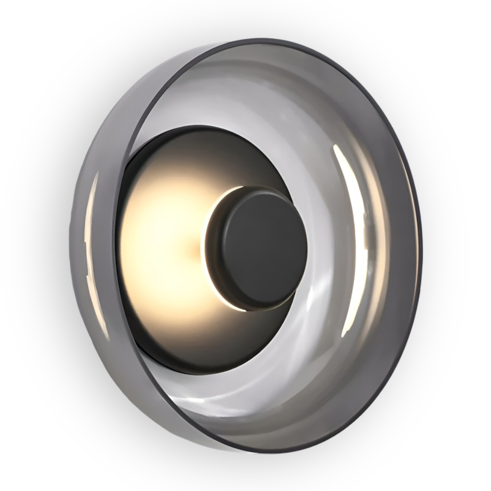 NordBowl – Rund Skandinavisk Vägglampa i Glas & Aluminium | Modern Nordic LED Väggbelysning