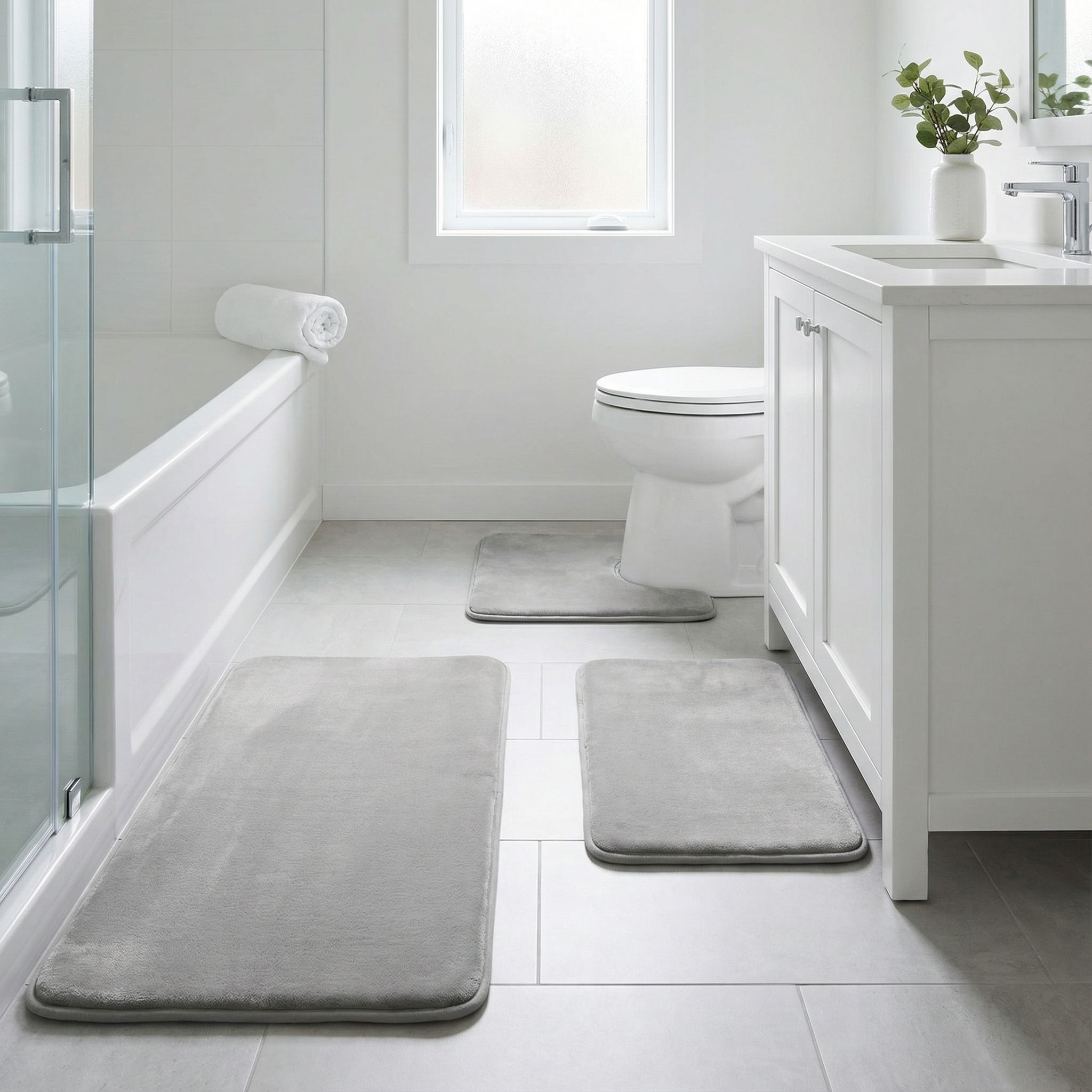 Mjuk badrumsmatta i memory foam 3 delar