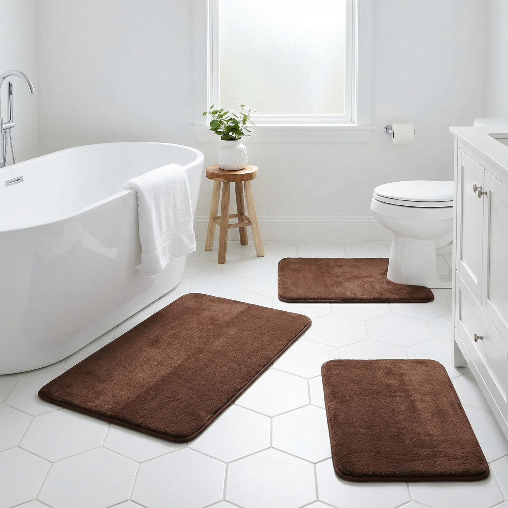 Mjuk badrumsmatta i memory foam 3 delar