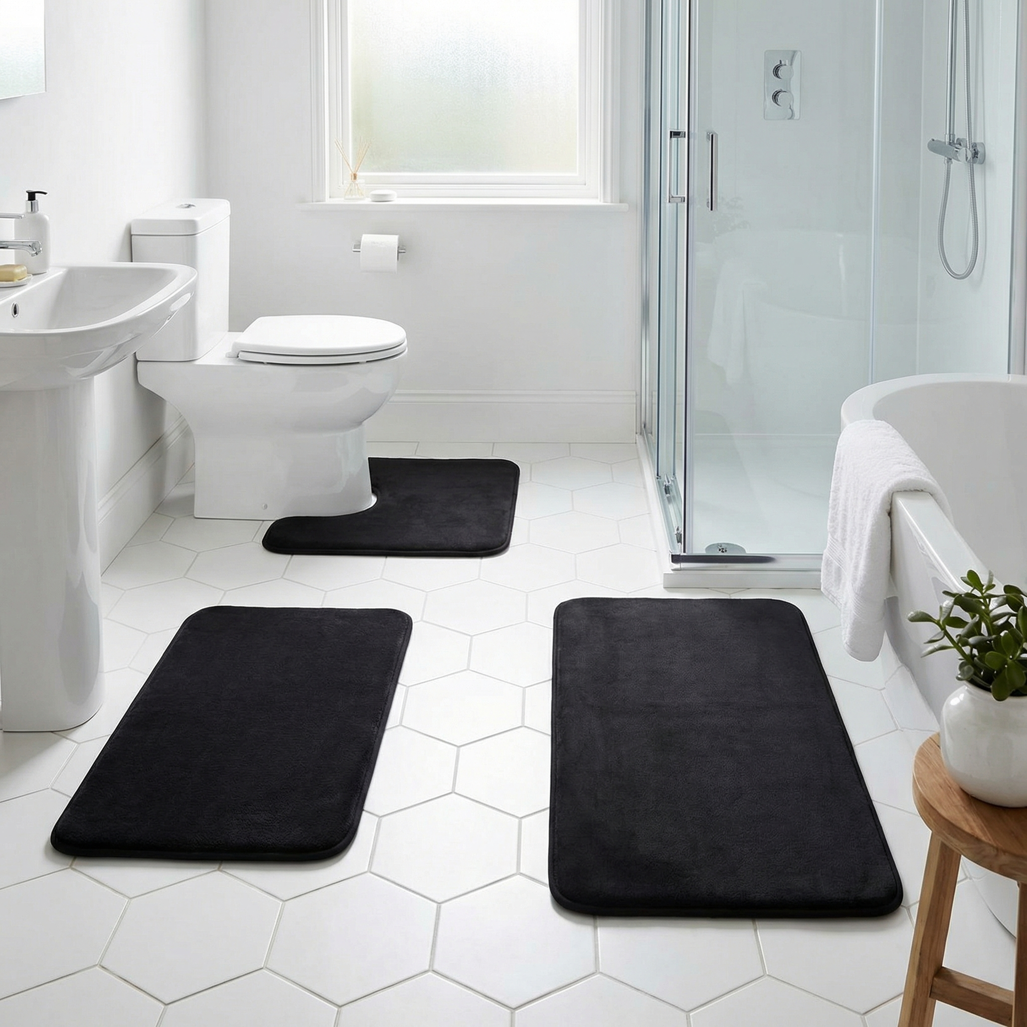 Mjuk badrumsmatta i memory foam 3 delar