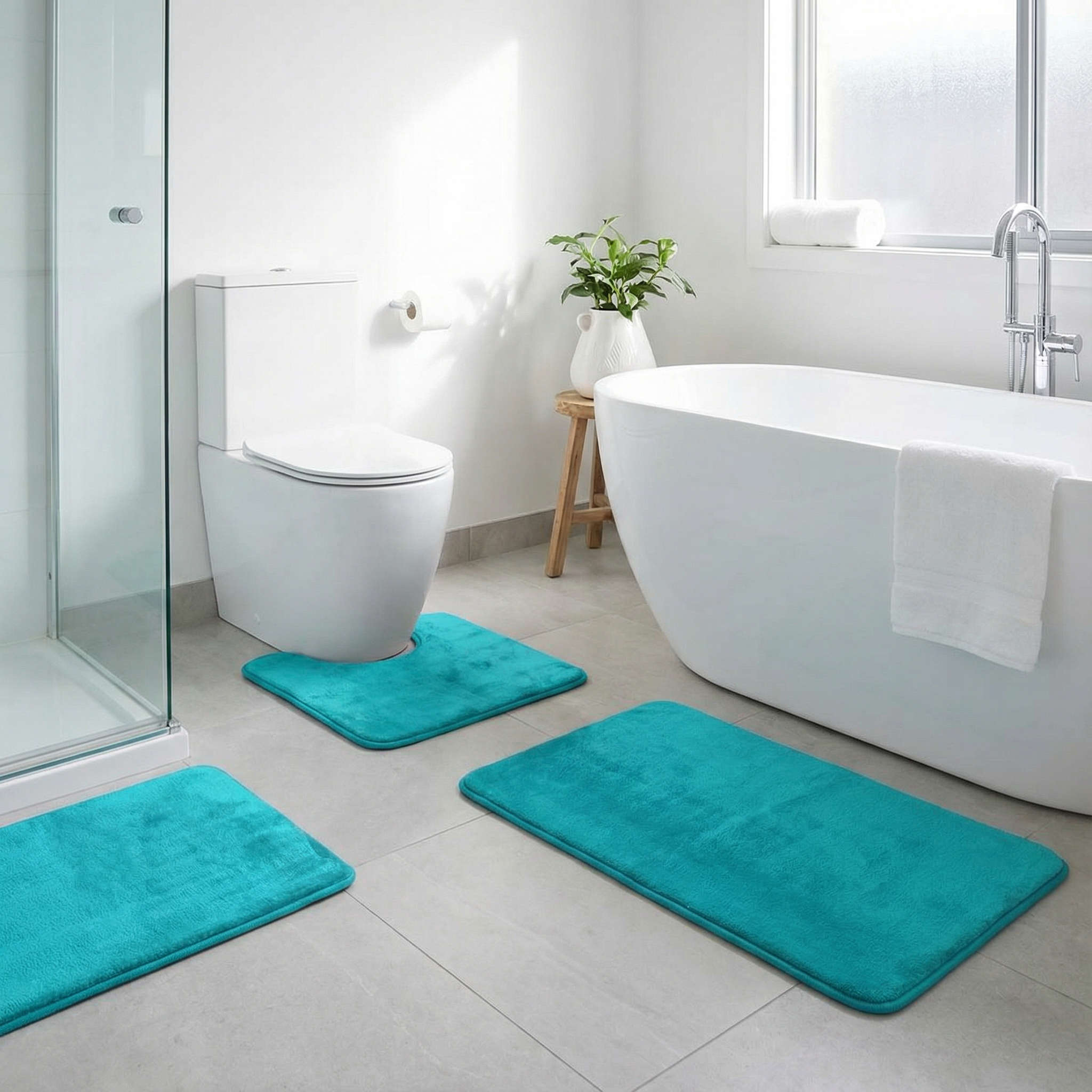 Mjuk badrumsmatta i memory foam 3 delar