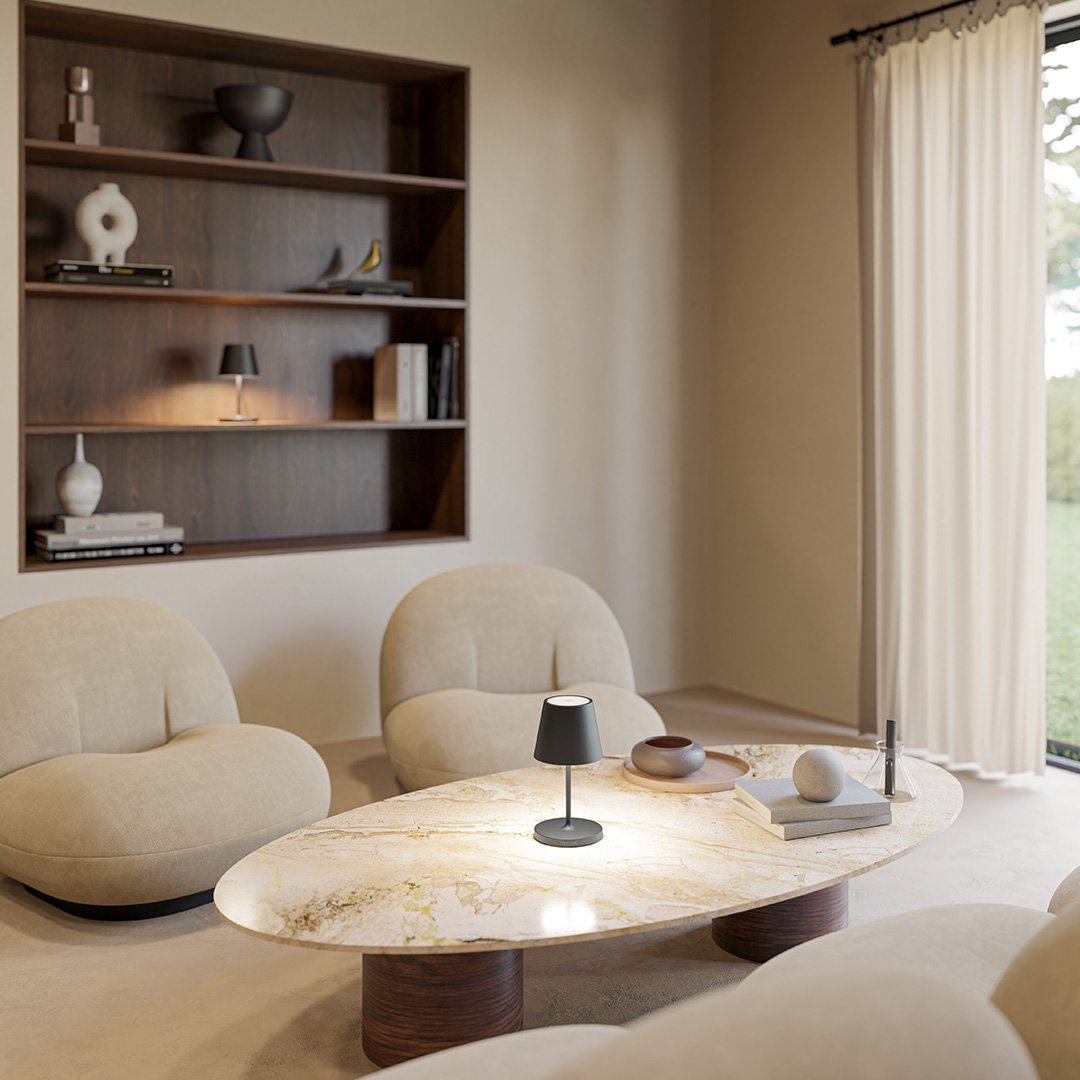 Ljuséa - Uppladdningsbar Bordslampa med Dimbar LED och Minimalistisk Design