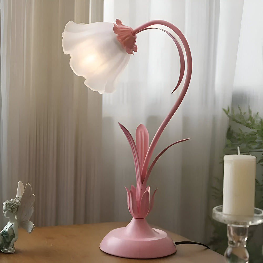 Fleur de Lumière – Bordslampa i fransk antik stil med blomsterdesign – Dekorativ lampa för sovrum & vardagsrum