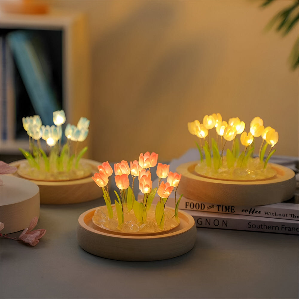 ArtifiTulip – Charmig DIY LED Blomsterlampa med Tulpaner och Glaskupol