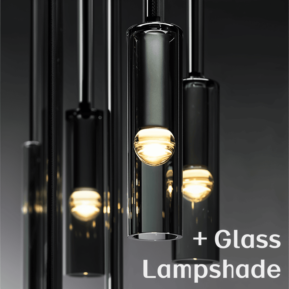 CrystalTube – Cylinderformad Pendellampa i Rökigt Glas