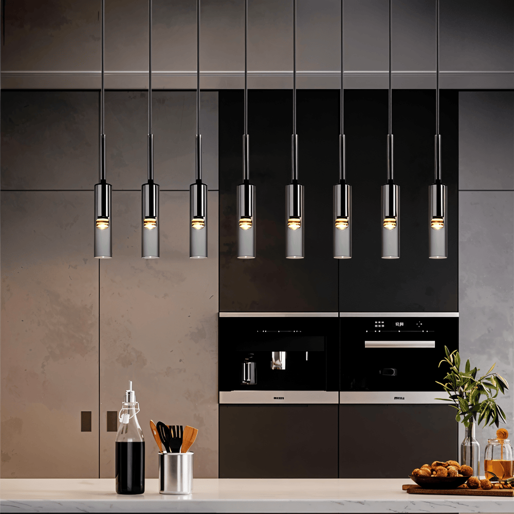 CrystalTube – Cylinderformad Pendellampa i Rökigt Glas