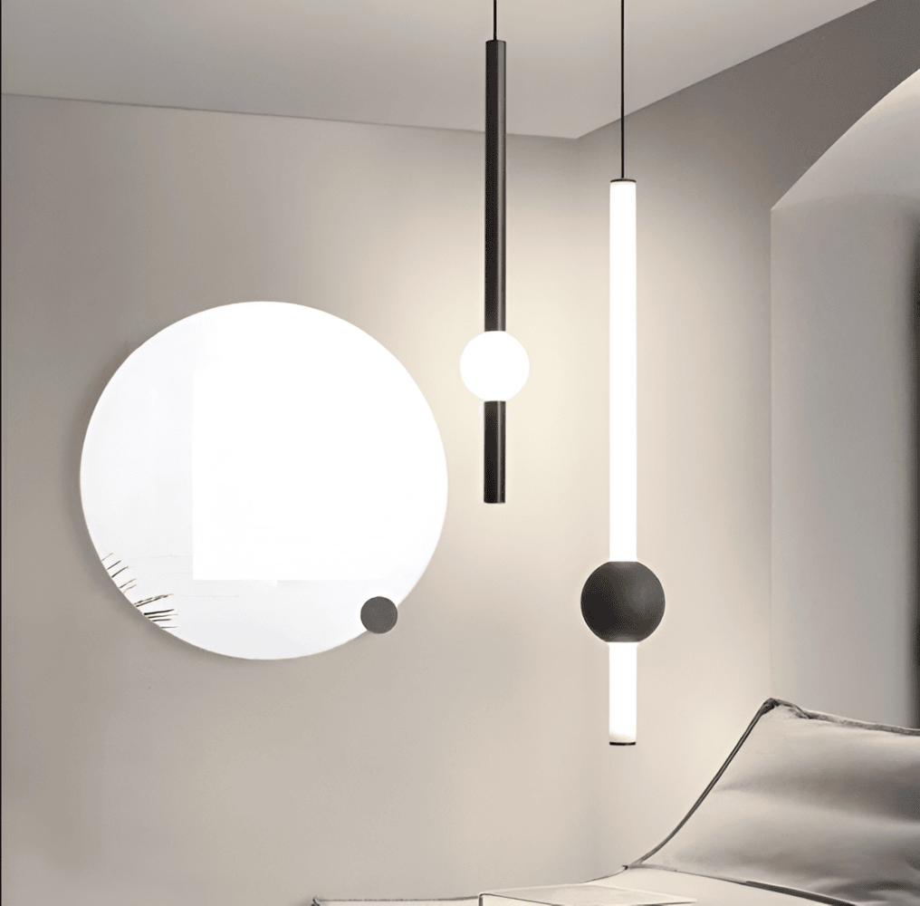 LineaBeam – Minimalistisk Geometrisk LED-Pendellampa i Svart/Vit