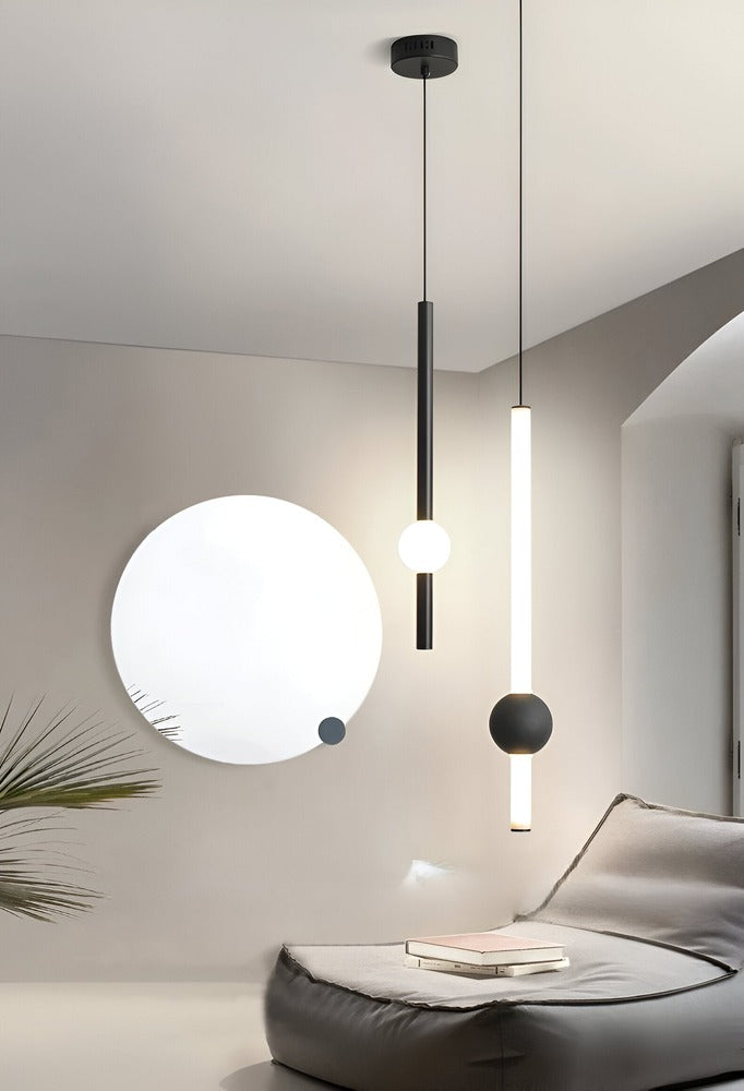 LineaBeam – Minimalistisk Geometrisk LED-Pendellampa i Svart/Vit