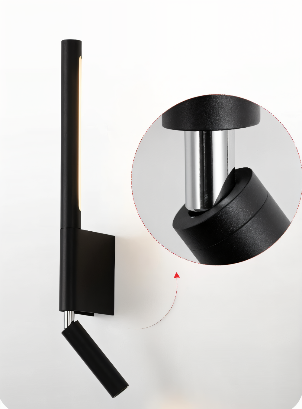 DuaBeam – Minimalistisk Aluminium Vägglampa | 330° Svängbar LED Väggbelysning för Sovrum & Läsning