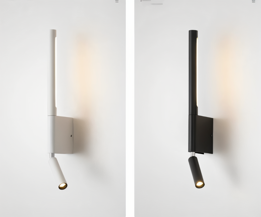 DuaBeam – Minimalistisk Aluminium Vägglampa | 330° Svängbar LED Väggbelysning för Sovrum & Läsning