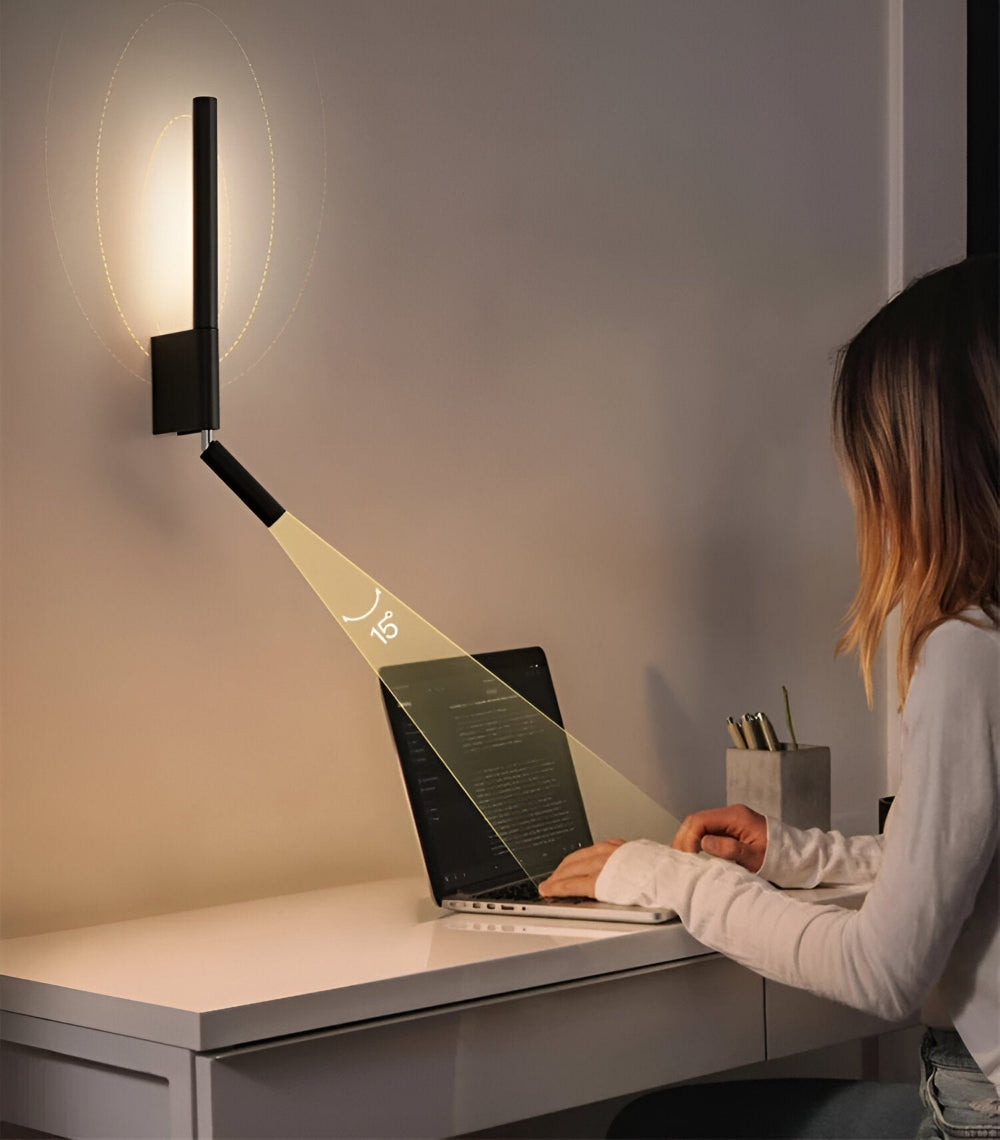 DuaBeam – Minimalistisk Aluminium Vägglampa | 330° Svängbar LED Väggbelysning för Sovrum & Läsning