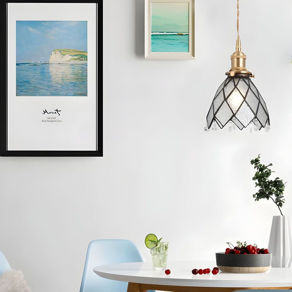 IllumaStyle – Japansk Retro Taklampa i Geometriskt Kopparglas