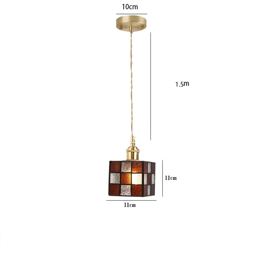 IllumaStyle – Japansk Retro Taklampa i Geometriskt Kopparglas