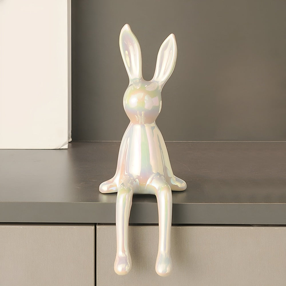 GlimmerHare – Gyllene Keramikfigur för Hylla och Bord