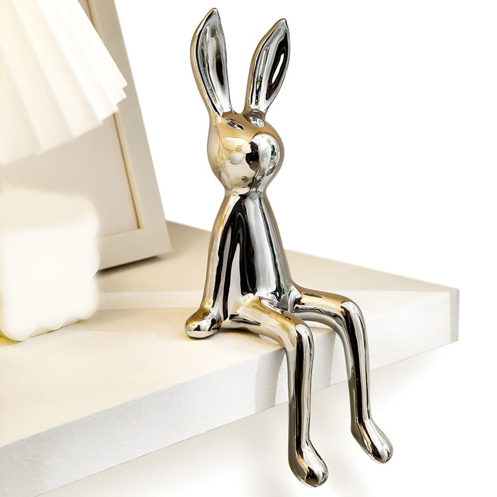GlimmerHare – Gyllene Keramikfigur för Hylla och Bord