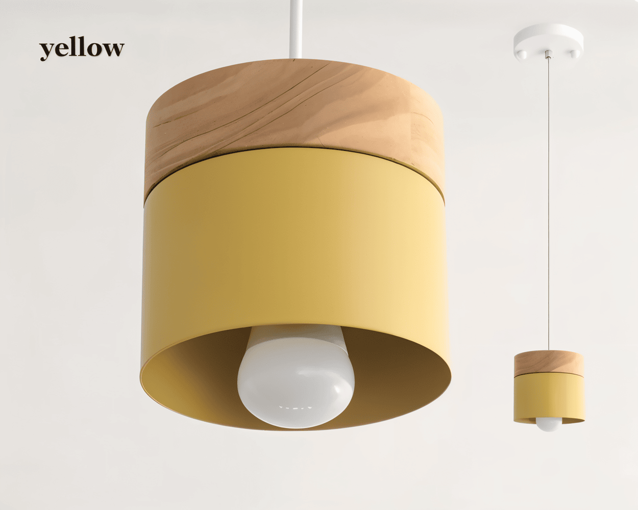 Cylinder Chic – Pendellampa i Metall och Varmt Trä