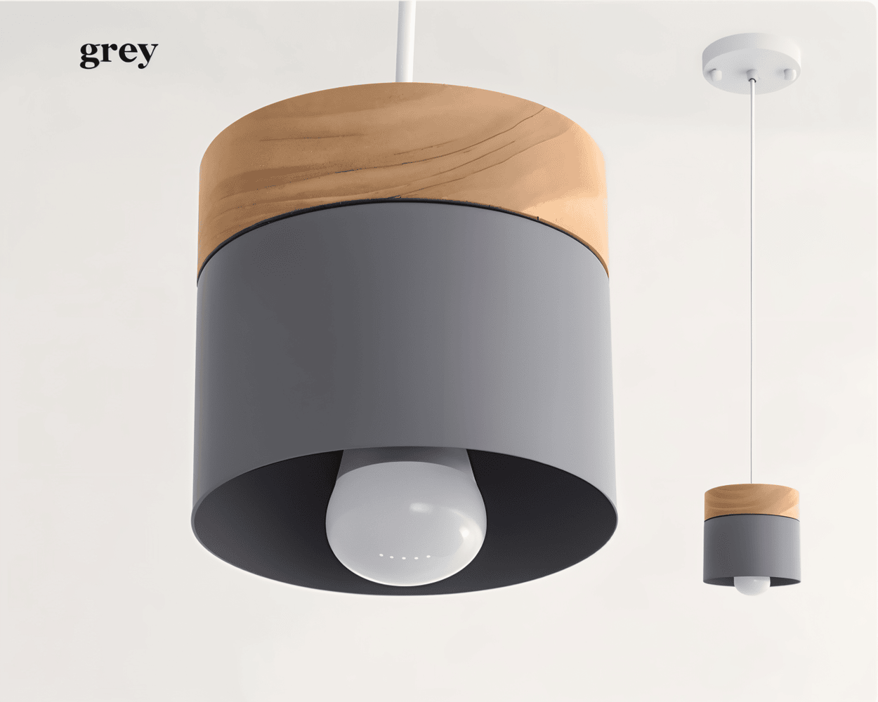 Cylinder Chic – Pendellampa i Metall och Varmt Trä