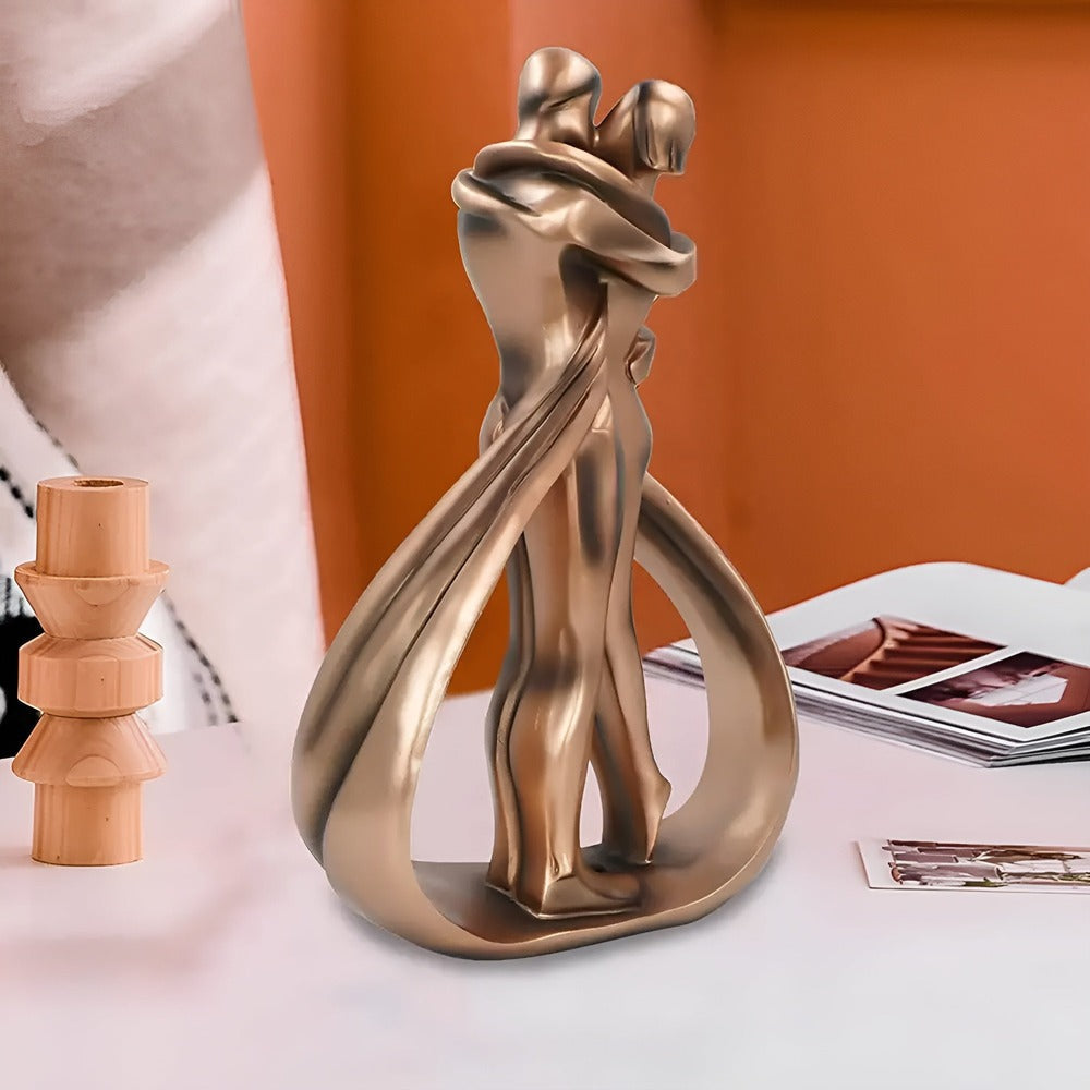 EternaKys Skulptur – Romantisk Abstrakt Kyssande Parfigur i Harts
