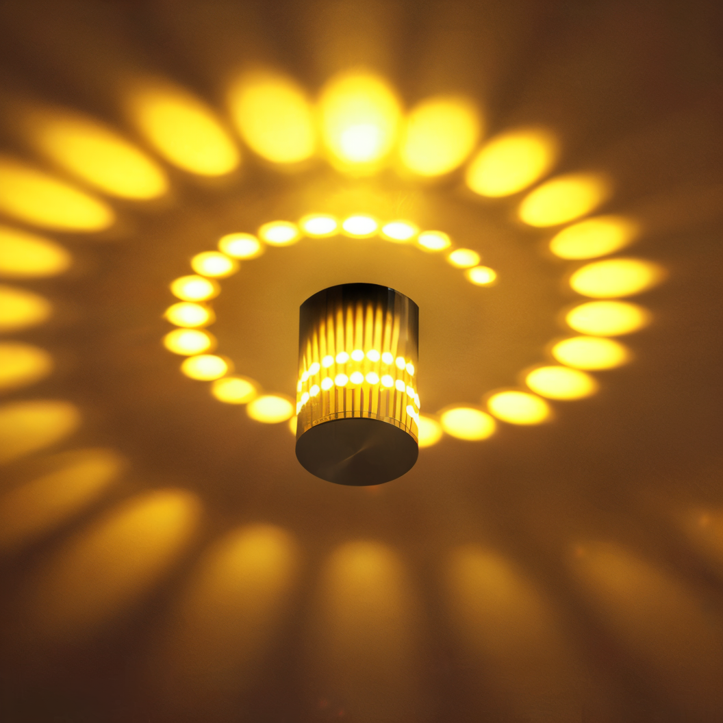 SpiraGlow – Cylindrisk LED-Vägglampa med Färgglada Spiral­effekter