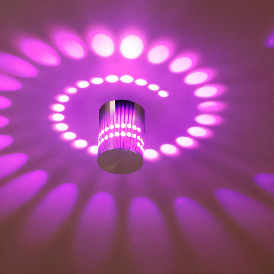 SpiraGlow – Cylindrisk LED-Vägglampa med Färgglada Spiral­effekter