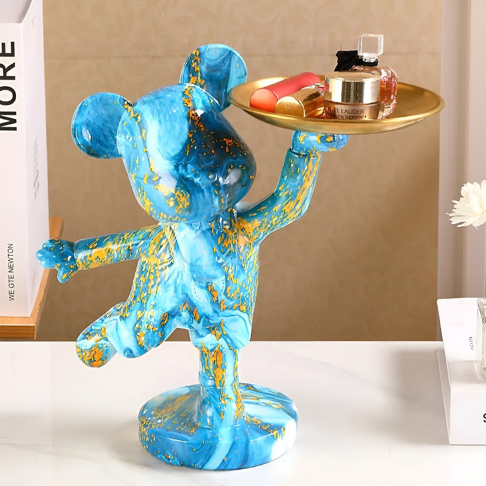 RegalBear – Handgjord Multifunktionell Dekorationsfigur med Bricka