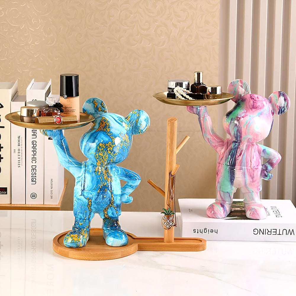 RegalBear – Handgjord Multifunktionell Dekorationsfigur med Bricka