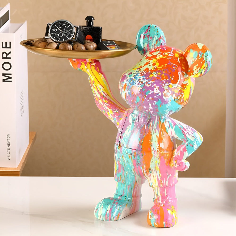 RegalBear – Handgjord Multifunktionell Dekorationsfigur med Bricka
