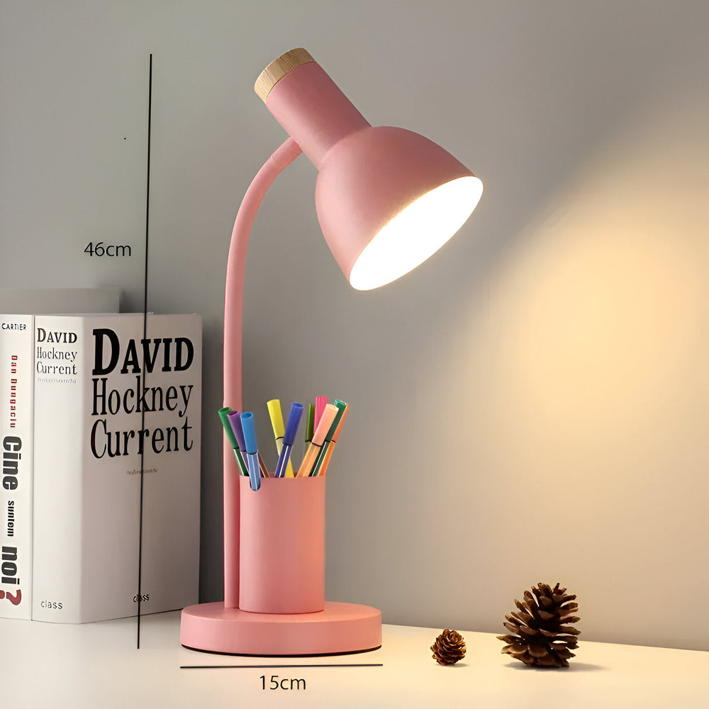 NordGlow – Modern Nordisk LED Bordslampa med Pennhållare och Ögonvänlig Belysning