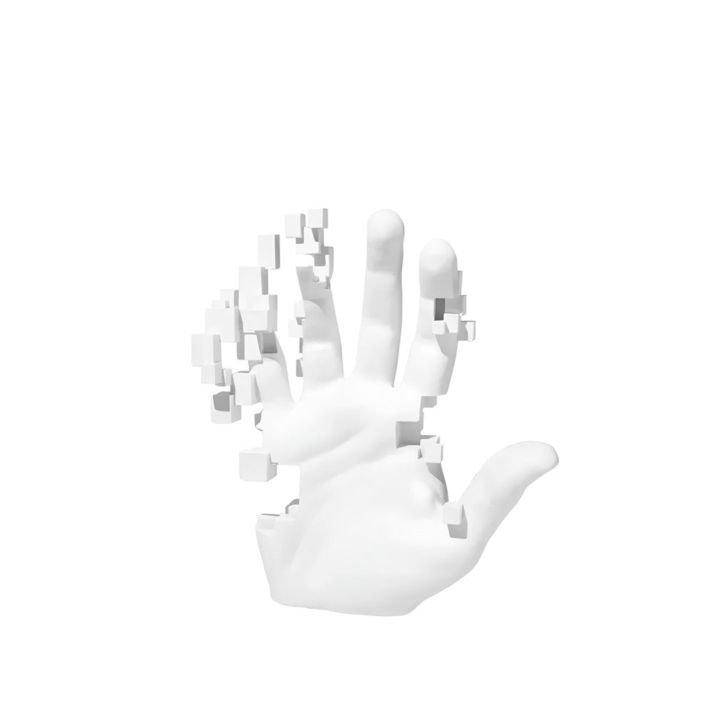 PixelPalm – Abstrakt Mosaik Handfigur i Resin