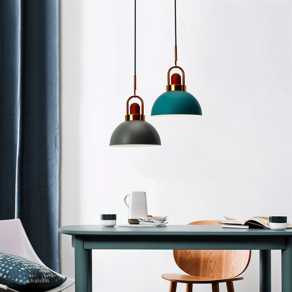 AuréDome – Nordisk Macaron Pendellampa i Metall och Trä