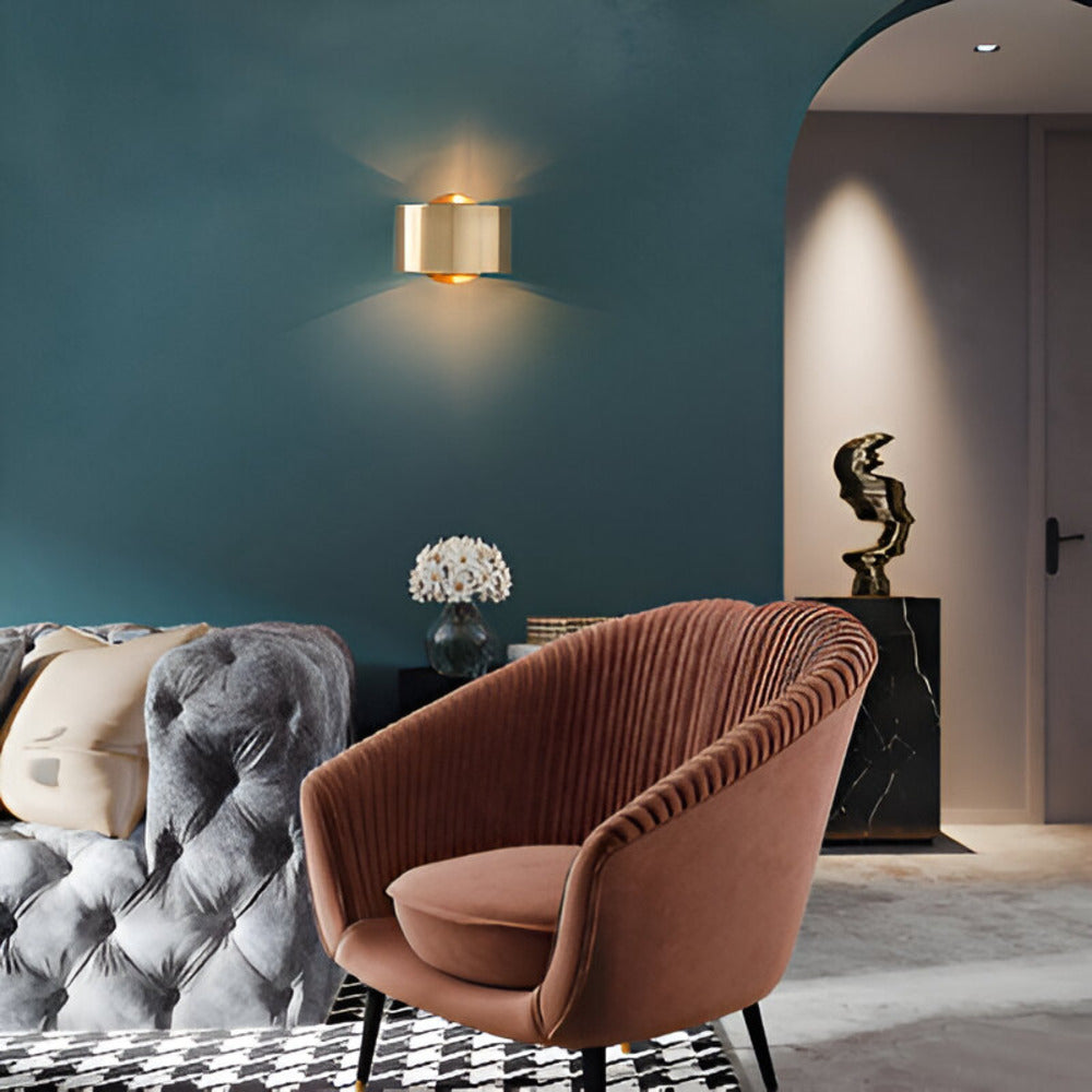 Aureo – Nutida Guld Trommellampa | Minimalistisk Vägglampa med Modern Design