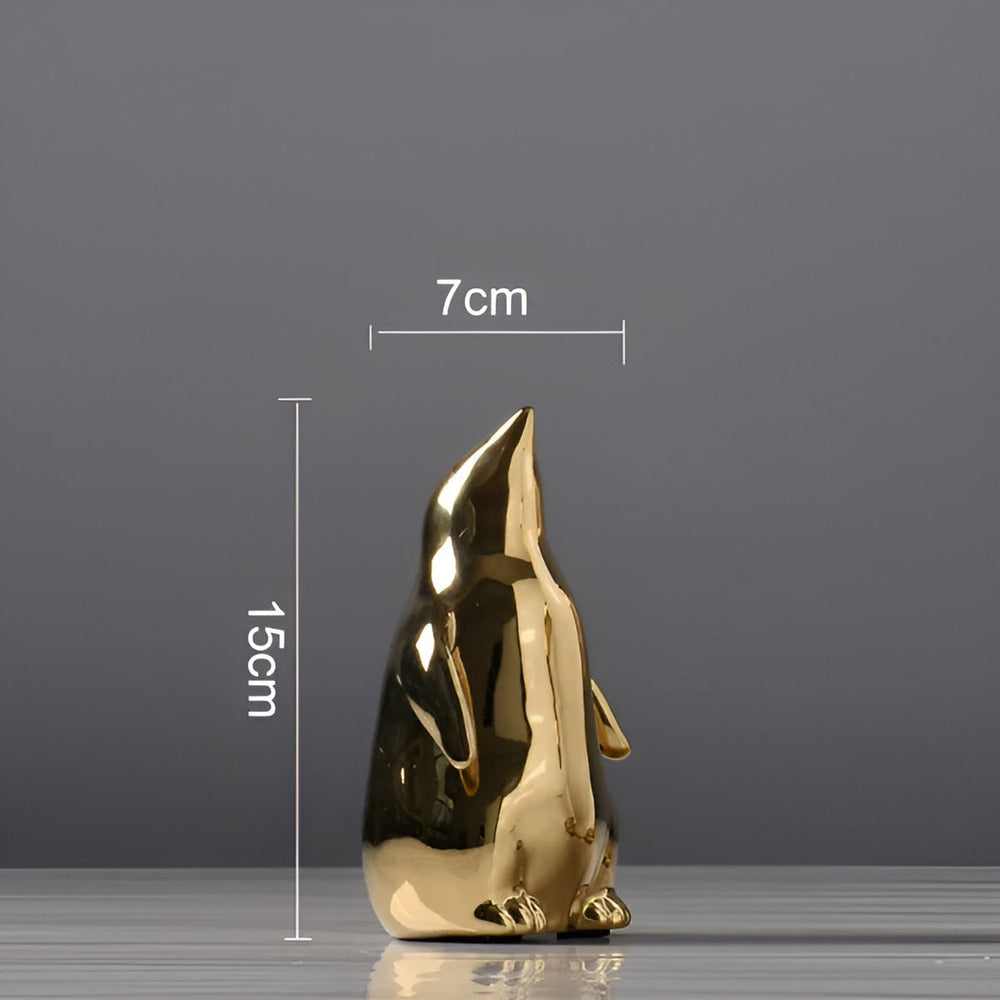 GuldPingu Skulptur – Exklusiv Keramisk Pingvinfigur i Modern Design