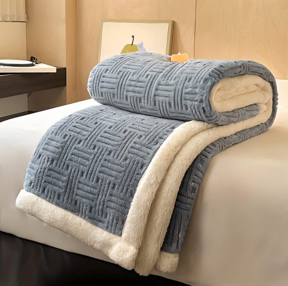 FrostMelt DuoBlanket – Dubbelsidig Fluffy Pläd med Geometriskt Mönster
