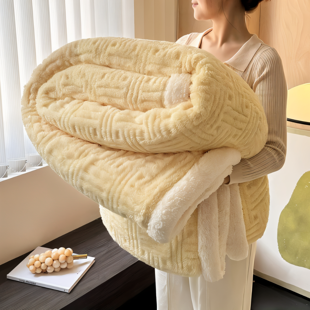 FrostMelt DuoBlanket – Dubbelsidig Fluffy Pläd med Geometriskt Mönster