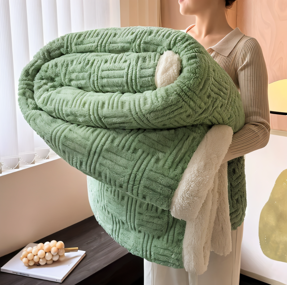 FrostMelt DuoBlanket – Dubbelsidig Fluffy Pläd med Geometriskt Mönster