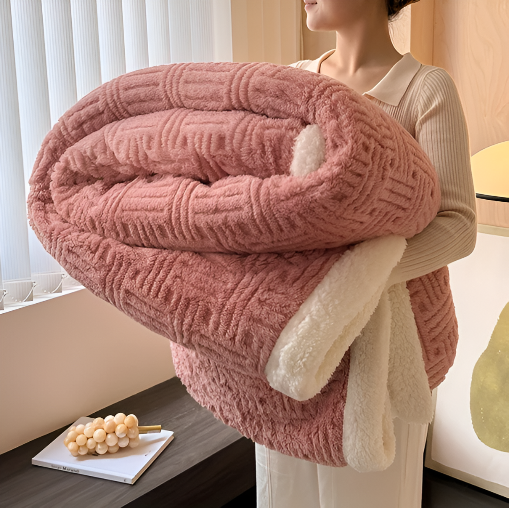FrostMelt DuoBlanket – Dubbelsidig Fluffy Pläd med Geometriskt Mönster