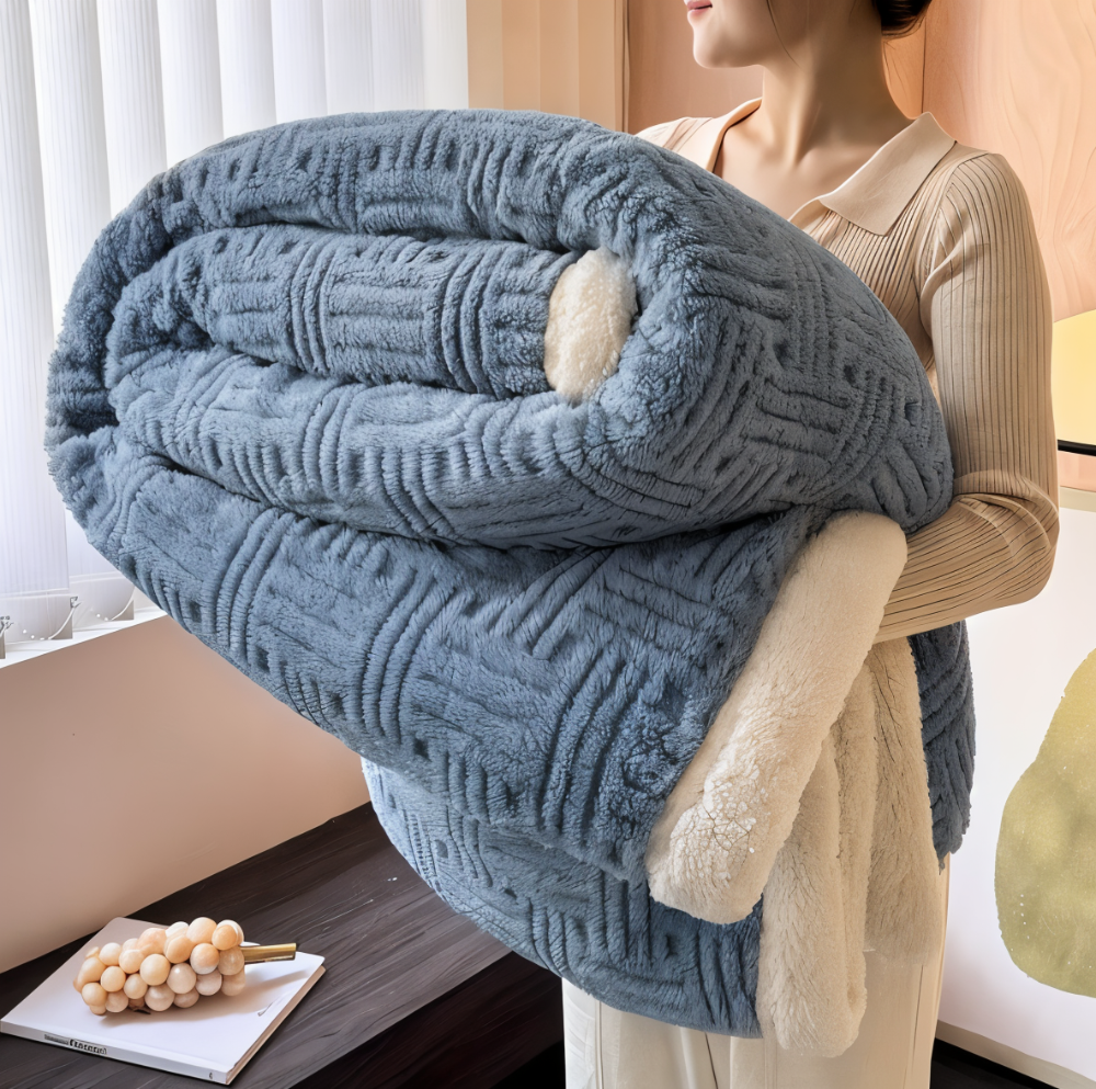 FrostMelt DuoBlanket – Dubbelsidig Fluffy Pläd med Geometriskt Mönster