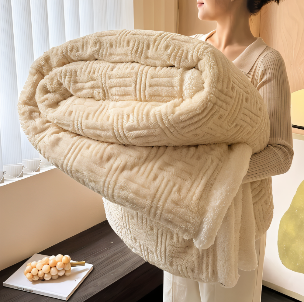 FrostMelt DuoBlanket – Dubbelsidig Fluffy Pläd med Geometriskt Mönster