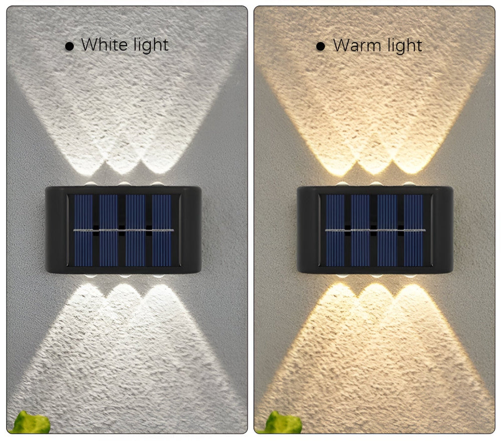 RectaSolaria – Solcellsdriven Vägglampa | IP65 Vattentät LED Trädgårdsbelysning Upp & Ner | 2/4-pack